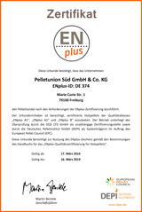 ENplus Urkunde